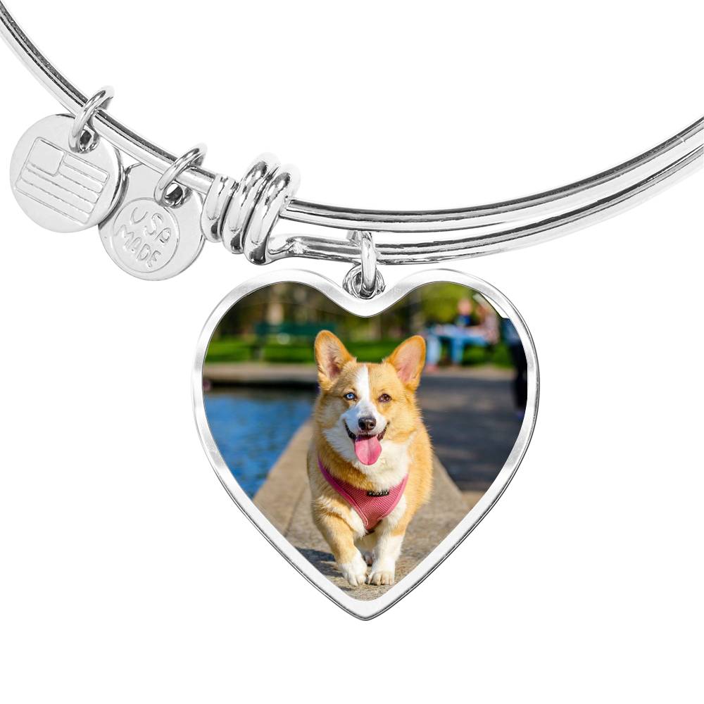 Sample Heart Bangle - Dog Photo