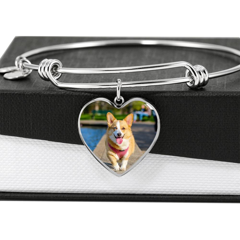 Sample Heart Bangle - Dog Photo