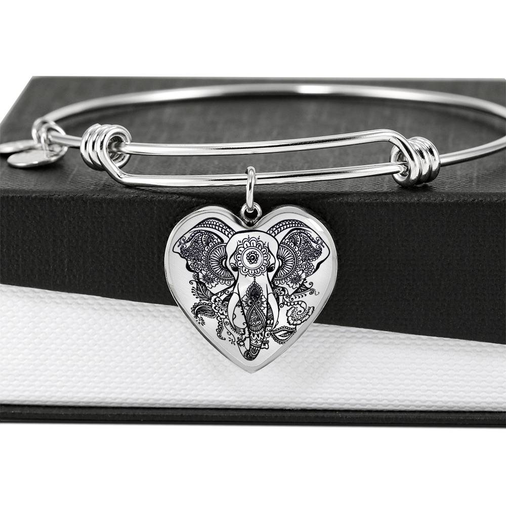 Sample Heart Bangle - Transparent Elephant