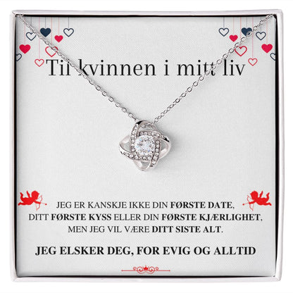 Nicolas to Julie "Kjærlighetsknute"-halskjede – Til kvinnen i mitt liv – Jeg elsker deg, for evig og alltid (kjærlighetsutgave)