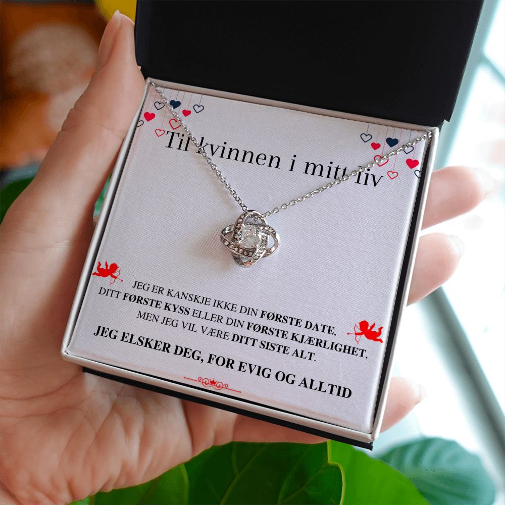 Nicolas to Jan "Kjærlighetsknute"-halskjede – Til kvinnen i mitt liv – Jeg elsker deg, for evig og alltid (kjærlighetsutgave)