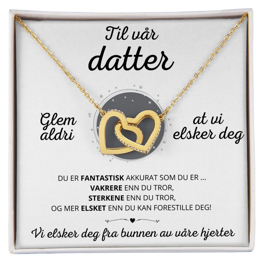 Nicolas to Jan "Fusjonell kjærlighet"-halskjede – Til vår datter – Vi elsker deg fra bunnen av våre hjerter