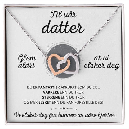 Nicolas to Jan "Fusjonell kjærlighet"-halskjede – Til vår datter – Vi elsker deg fra bunnen av våre hjerter