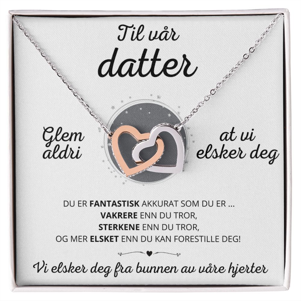 Nicolas to Julie "Fusjonell kjærlighet"-halskjede – Til vår datter – Vi elsker deg fra bunnen av våre hjerter