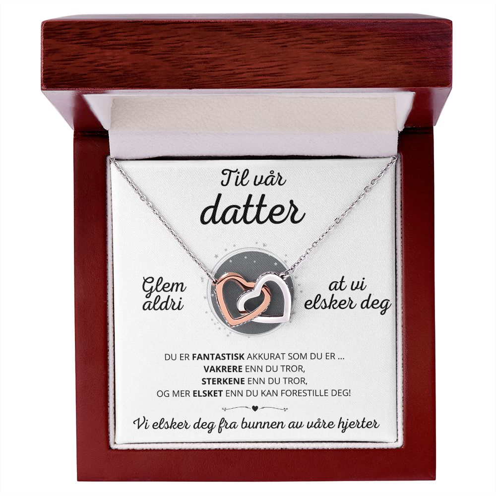 Nicolas to Jan "Fusjonell kjærlighet"-halskjede – Til vår datter – Vi elsker deg fra bunnen av våre hjerter
