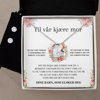 Nicolas to Julie "Evig kjærlighet"-halskjede – Til vår kjære mor – Dine barn, som elsker deg (begrenset utgave)